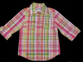 NWT Gymboree CITRUS COOLER PLAID Button Up SHIRT Top 6 - £11.98 GBP