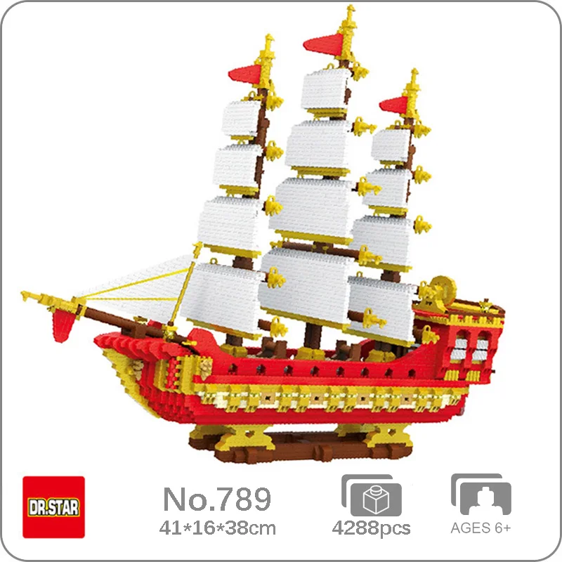 Dr.star 789 Ancient Lucky Sailboat Pirate Ship Sailing Boat DIY Mini Diamond - £56.08 GBP