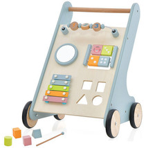 Wooden Baby Walker Toddler Push Walker with  Xylophone and Flip Blocks-Blue - C - £79.16 GBP