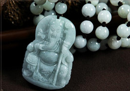 Free shipping -good luck NATURAL Green jadeite jade carved &#39;&#39;Guan Yu&#39;&#39; c... - $29.99