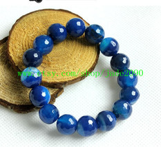 Free Shipping - good luck Natural  sky blue agate Prayer Beads charm beaded brac - $25.99