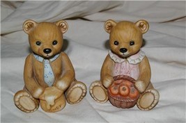 Vintage Homco Harvest Bear Pair Figurine 1405 Home Interiors &amp; Gifts - £6.38 GBP