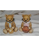 Vintage Homco Harvest Bear Pair Figurine 1405 Home Interiors &amp; Gifts - £6.26 GBP