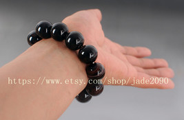 Free Shipping - good luck natural black agate &#39;Prayer Beads charm beaded bracele - £20.77 GBP
