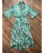 DVF x Target Diane Von Furstenberg Long Satin Disco Zebra Green Robe Siz... - $16.39