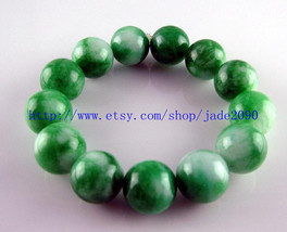 Free Shipping - 15MM Natural Green Jadeite Jade charm beaded jade beads ... - £20.47 GBP