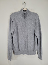 Oi Polloi Knitted Sweater Grey Mens Medium Wool Cashmere Preppy 1/4 Zip - €24,51 EUR