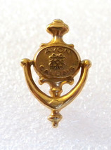 Avon Consultant Seller Gold Tone Door Knocker Lapel Hat Pin Avon Calling - $9.85