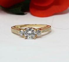 1.00Ct Brilliant Round Cut Diamond Wedding Engagement Ring 14K Yellow Gold Over - £66.52 GBP