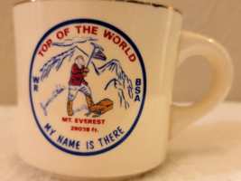 Vtg Boy Scouts Bsa Coffee Cup Mug Top Of The World Mt Everest My Name Is There - £11.78 GBP