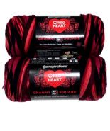 2 Pack Yarnspirations Red Heart Granny Square Black Ruby Red Medium Acrylic - $605.17 MXN