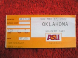 Arizona State University Vs. Oklahoma Baseball @ Hohokam Park 3/17/2002 - $3.99