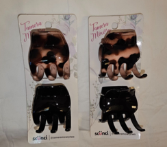 Scunci Medium Hair 4 Claw Clips Brown W Pink &amp; Black Tamera Mowry NEW - £9.10 GBP