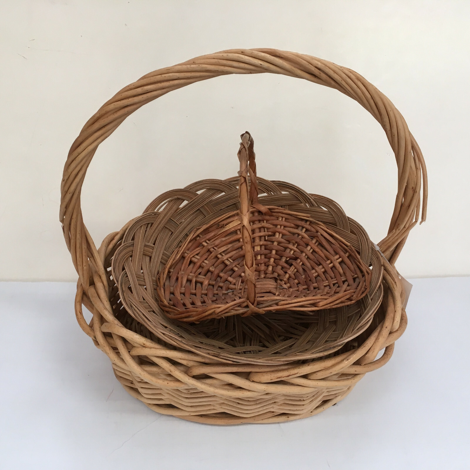 Wicker style mixed size basket lot decorative home decor storage display - $19.75