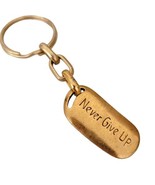 NEVER GIVE UP  Engrave KEY CHAIN Gold tone Rock (one of a kind) - $10.84