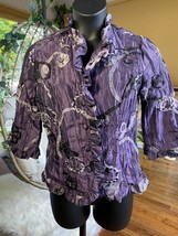 Dress Barn PURPLE CRINKLED FRONT COLLARED JACKET RIBBON ACCENT BLAZER SZ L - $26.00