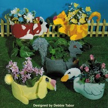 Plastic Canvas Dog Cat Rabbit Bear Skunk Squirrel Goose Planter Patterns  - $12.99