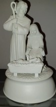 Porcelain Nativity Holy Family Music Box Silent Night Musical Enesco 1986 White - £23.92 GBP