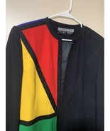 Linda Allard Ellen Tracy VTG Blazer Sz 12 Color Block Wool Hook And Eye ... - $56.06