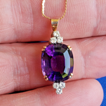 Earth mined Amethyst Diamond Deco Gatsby style Necklaces 14k Chain 20" inch - $2,465.25