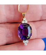 Earth mined Amethyst Diamond Deco Gatsby style Necklaces 14k Chain 20&quot; inch - €2.115,91 EUR