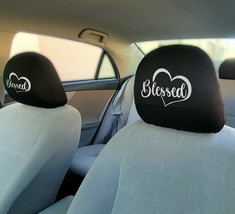 New Pair Blessed Heart Car Truck SUV Van Black Seat Headrest Cover For Ford - $14.01