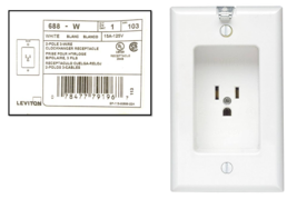 Leviton 688-W White 15 Amp/125V 1 Gang Recessed Single Receptacle Reside... - $8.90