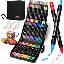 Non-Toxic 60-Color Acrylic Paint Markers with Brush &amp; Fine Tips for All ... - $44.50