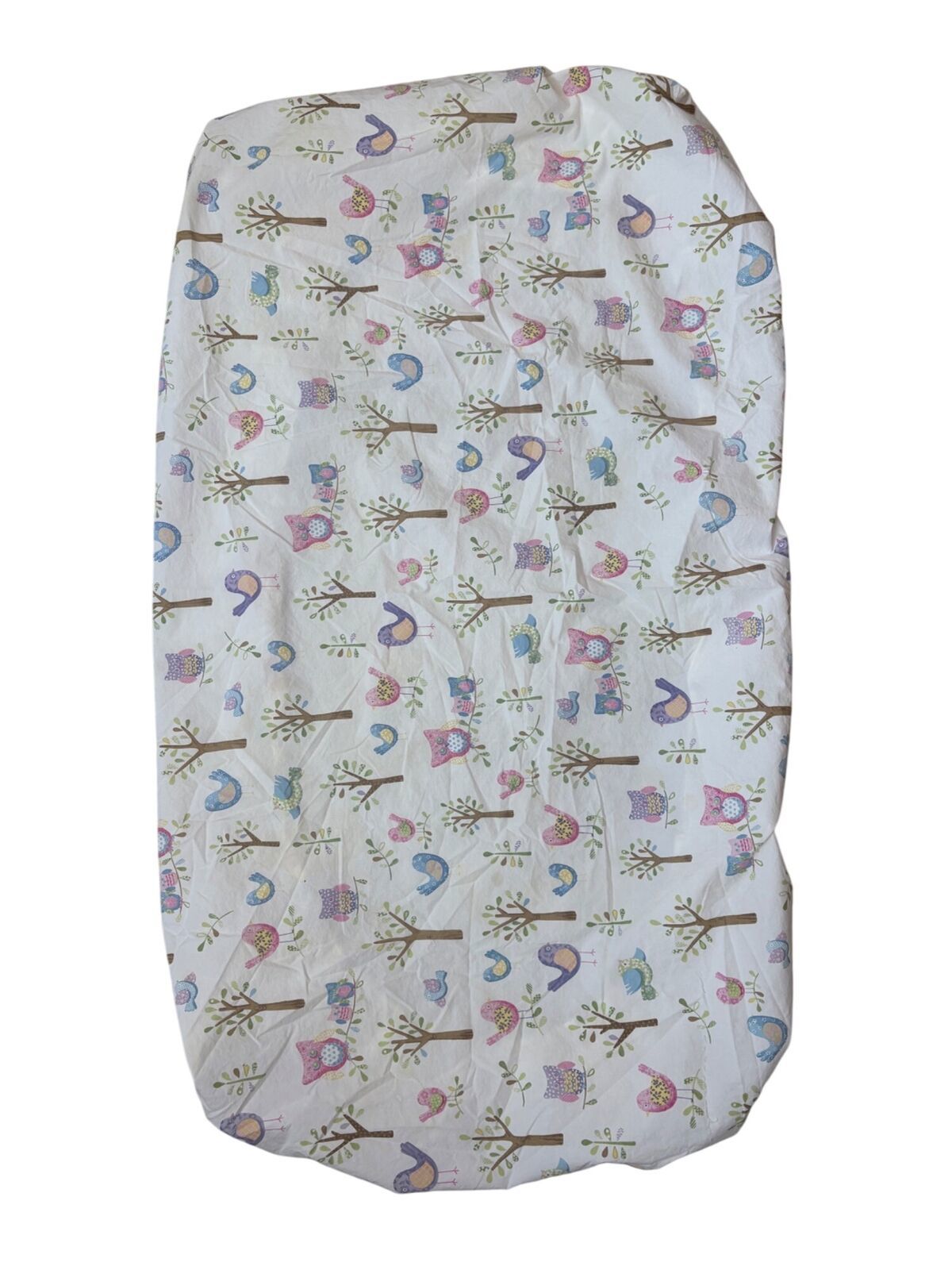 Pottery Barn Kids Organic Cotton Crib Fitted Sheet Woodland Bird NOTE Ma... - $10.84