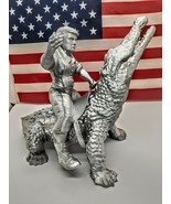 8" President Donald Trump on a Gator USA Figurine MAGA 3D Silver +2Free - $29.70