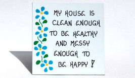 Housekeeping Magnet - Humorous Quote - home, house, blue flowers, green leaf des - £3.12 GBP