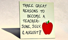Teacher Magnet, Teaching Quote, Occupation humor, red apple, green leaf design - £3.10 GBP