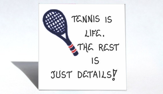 Primary image for Tennis Magnet - Quote, playing, game, players.  Blue racquet, red trim.