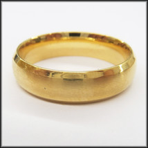 Stainless Steel Stamped Gold Diamond Cut Edge Ring 6mm,  - £2.33 GBP+