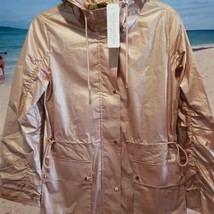 Soft Surroundings Coat Rose Go Lively Women&#39;s Size XS 2-4 Rain Jacket Hood Lined - £50.33 GBP