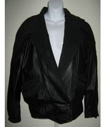 VTG Black Leather Ladies Biker Jacket M Moto Zip Lining J Elkins Medium - $28.20