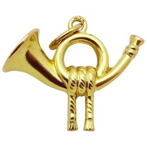 Vintage 8K Yellow Gold 3D French Horn Charm - £66.88 GBP