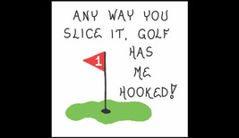 Golf theme magnet - Humorous golfing quote, golfer, putting green, black flagsti - $3.95