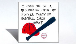 Magnet - Baseball Card Collections, Humorous, Red Hat, Blue Bat, White Ball - $3.95