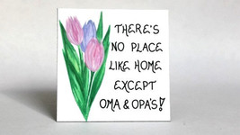 Magnet - Oma Opa Gift Magnet - Grandparents quote, pastel tulips, green leaves - $3.95