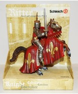 NIP SCHLEICH KNIGHT PRINCE ON REARED UP HORSE FLEUR DE LIS RED &amp; GOLD 70018 - $26.72