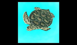 Sea Turtle Magnet - Ocean Life Animal, wildlife, Dark green, tan shell, swimming - £3.15 GBP