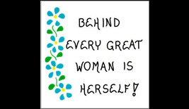 Women Theme Magnet - Inspiring woman quote, blue flowers, green leaves - $3.95