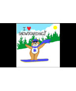 Snowboarding Magnet, winter scene, brown bear, snowboard - $5.36 CAD