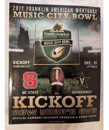 2012 Music City Bowl Program Vanderbilt vs NC State - £7.66 GBP