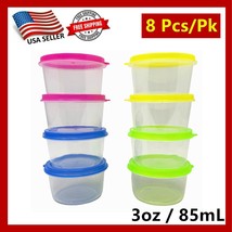 8Pcs/Pk Reusable Mini - Containers W Lid Stackable 3oz/85mL Baby Food Storage - £3.15 GBP