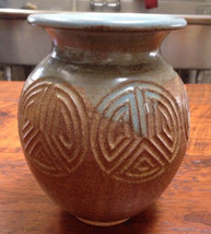 Japanese Asian Style Studio Art Pottery Stoneware Ceramic Vase Signed Ep... - $199.99