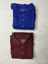 LL Bean Shirts Men’s Size Large Blue Red Henley 1/4 Button Long Sleeve L... - $25.00