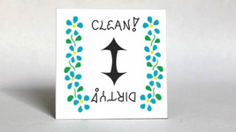 Clean, Dirty Refrigerator Magnet - blue flower design, arrow shows dishw... - £3.15 GBP