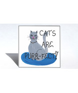 Refrigerator Magnet - Cat theme - Feline quote, gray kitty, real rhinest... - $5.36 CAD